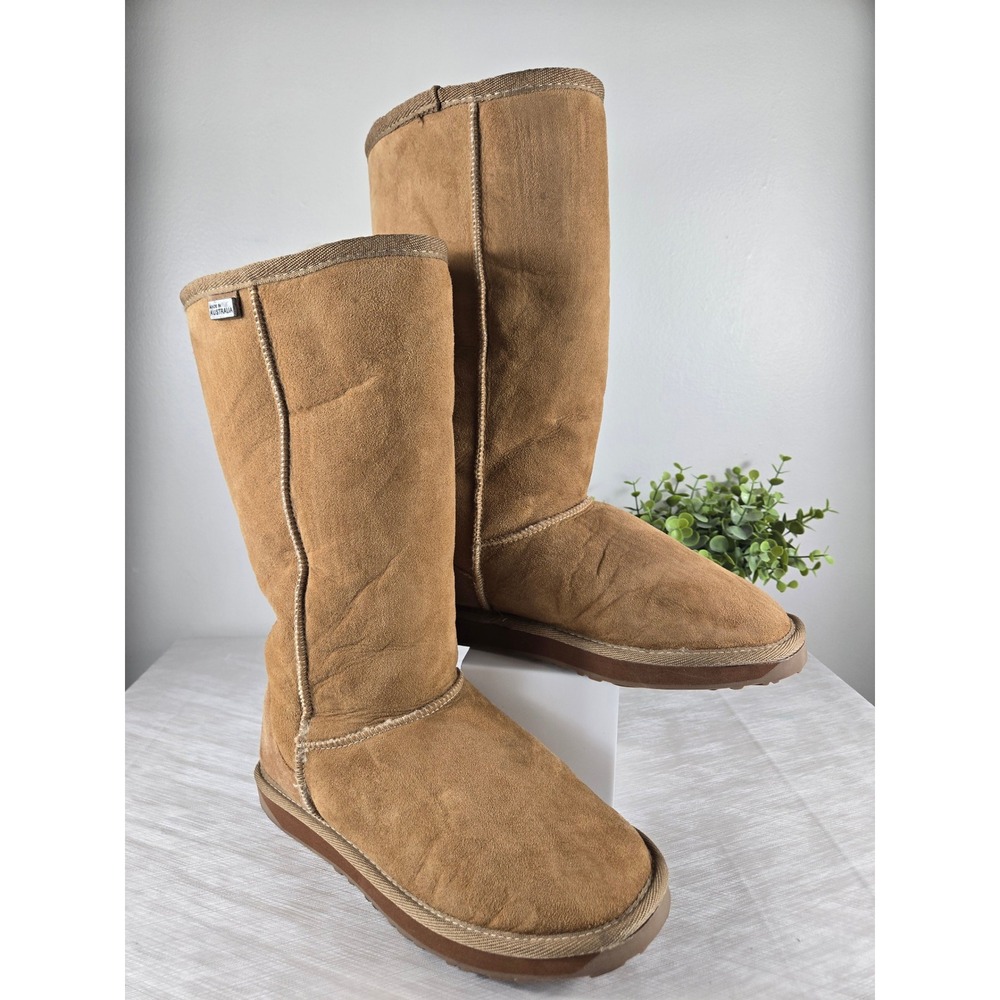 EMU Australia Platinum Stinger Hi Sheepskin Boots Chestnut Womens 9 Made in AU